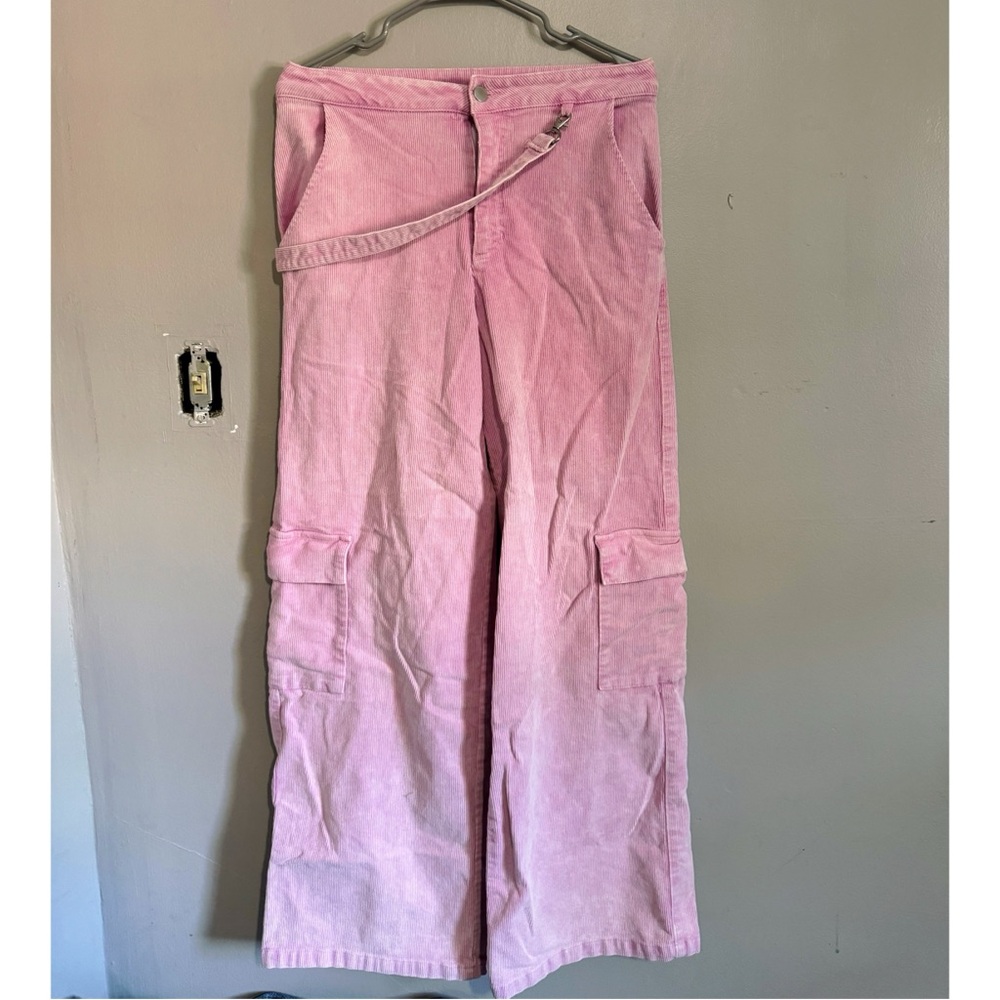 Y2K Hot Pink Corduroy Cargo Pants Size 24